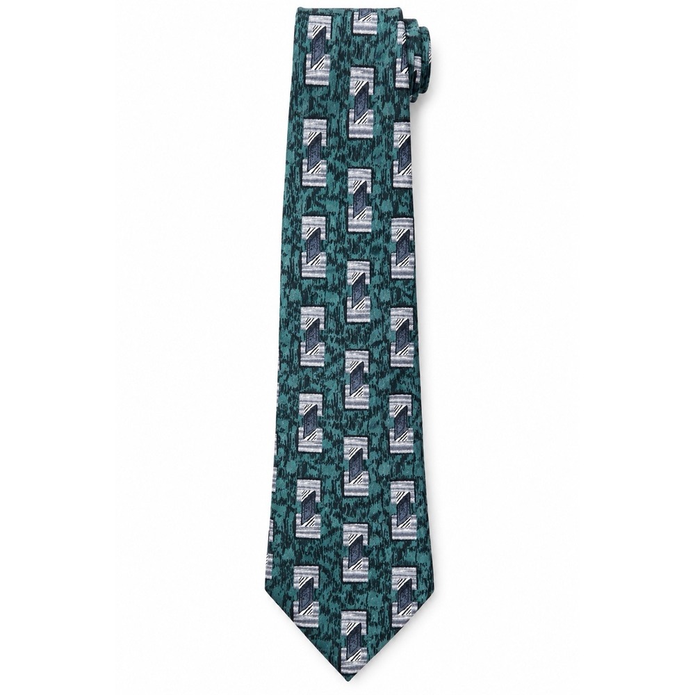 Allyn Saint George American Classic Men’s Tie Teal Geometric 57” x 3.5” USA
